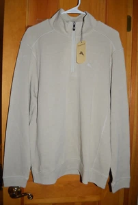 NWT Tommy Bahama 1/4 Zip Long Sleeve Sweater Pullover Mens Medium Hazy Beige - Picture 1 of 4