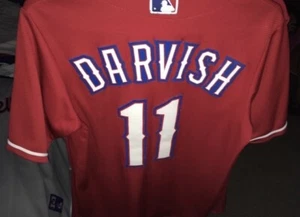 TEXAS RANGERS Majestic MLB Jersey #11 YU DARVISH Mens Small Red Stitched Logo - Picture 1 of 3