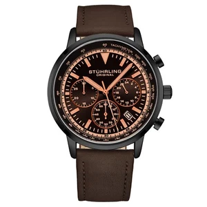 Stuhrling 44 mm Muscle Movement Chronograph 9.5 mm Leather Strap Men's Watch - Picture 1 of 3