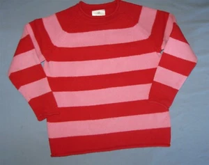 Hanna Andersson Striped Rollneck Sweater Cotton/Wool Pink Red 140 EUC - Picture 1 of 7