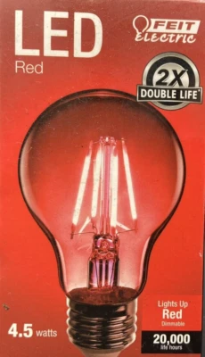 FEIT Electric Rouge Red LED Bulb 4,5 watts 2X Double Vie 20,000 Life Hours NEW - Image 1 of 4