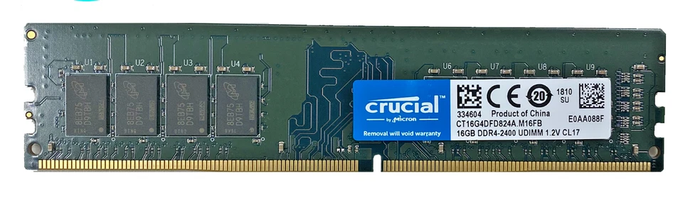Crucial 16GB DDR4 CT16G4DFD824A PC4-19200 288-Pin 2400MHz Memory Desktop Dimm - Image 1 of 1
