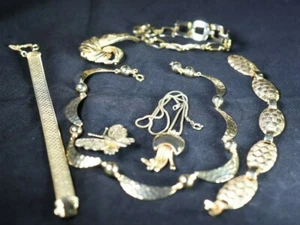 Goldfarbene Trachtennadeln-2-Armbänder-3-halslos-2-Ketten-schön strukturiertes Metall - Bild 1 von 12