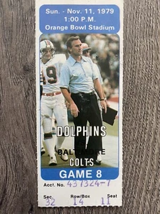 VINTAGE SELTEN 1979 NFL FOOTBALL TICKET STUB MIAMI DOLPHINS BALTIMORE COLTS 11 - Bild 1 von 2