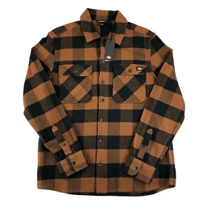 Dickies Sacramento Flannel Shirt Mens Medium Brown Buffalo Plaid Skate Grunge - Picture 1 of 8