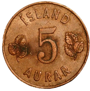 Iceland 5 Aurar 1946 KM# 9 - Picture 1 of 2