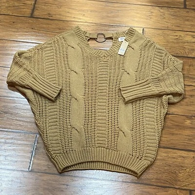 Пряжка BKE женщин S свитер рубашка кабель трикотажа v-образным вырезом коричневый длинным рукавом повседневный - Изображение 1 из 4