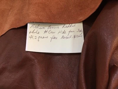 HIEND Italian leather Whole Cow Hide 41.2 SF Medium Brown Reddish MSRP$1200+ box - Image 1 of 4