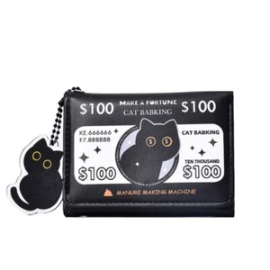 PU Leather Festive Fortune Wallets Black+White Change Storage Bag Women - Picture 1 of 7