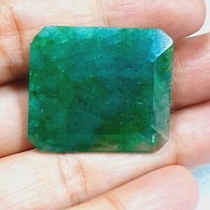 58 Ct Natural Certified Emerald Radiant Shape Green Colombian Loose Gemstone h78