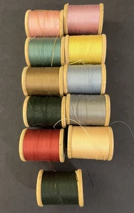 11 Ivory Brand Sewing & Machine Thread Assorted Colors Wood Spools Vintage - Picture 1 of 3