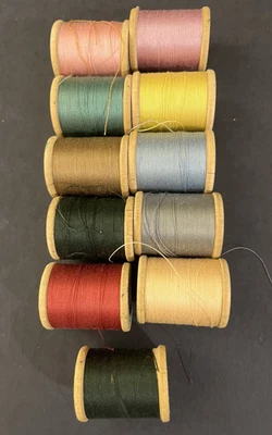 11 Ivory Brand Sewing & Machine Thread Assorted Colors Wood Spools Vintage - Image 1 of 3