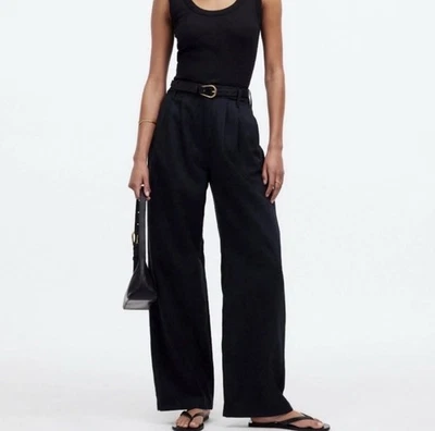 Pantalón Madewell The Harlow Pierna Ancha en Sarga Drapeada Para Mujer Talla 4 Preppy Work Foto 1 de 4