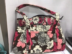 Vera Bradley Laura Mocha Rouge Quilted Tote Bag Purse - Picture 1 of 13