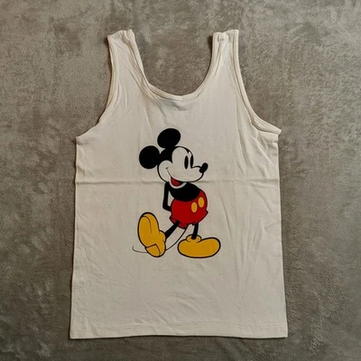 NWOT VTG Mickey Mouse Shirt Kids X-Large White Graphic Print Tank Top Disney 90s - Image 1 of 4