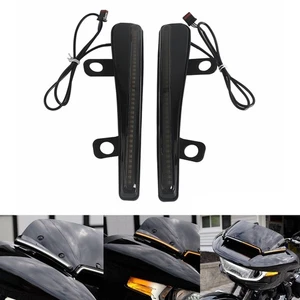 2x LED Windshield Side Trim Lights Turn Signals For Road Glide FLTRX FLTRXSTSE - Picture 1 of 13
