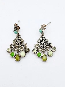 NWT Barse Sterling Silver & Turquoise Dangle Flower Earrings - Picture 1 of 6