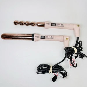 Pair L'ange Le Perle Spiral Bubble Wand & Le Curl Blush Pink Curling Iron HT015B - Picture 1 of 5