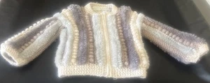 Vintage 80s Le Sweater Hand Knit Zip Up Sweater Jacket Small - Picture 1 of 10