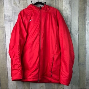 Nike XL rote Storm Fit Kordelzug Kapuze gefütterte Regen Wind Jacke mit Taschen - Bild 1 von 11