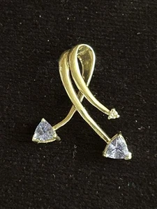 14k Yellow Gold Pendant with Trillian Tanzanite & Diamond Accent - LOVELY! - Picture 1 of 9