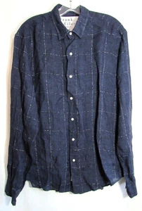 Frank & Eileen Finbar blau kariert Karo Button Down Leinenmischung Hemd M neu ohne Etikett - Bild 1 von 6
