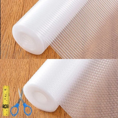 2 rollos forro de estante-duradero 12x 59 pulgadas, rayas transparentes + patrón de puntos convexos claros  Foto 1 de 4