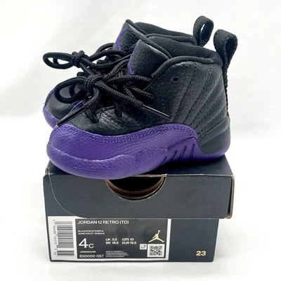 Nike Air Jordan 12 XII Retro TD Zapatos para Niños Pequeños 4C Campo Púrpura Negro 850000-057 Foto 1 de 4