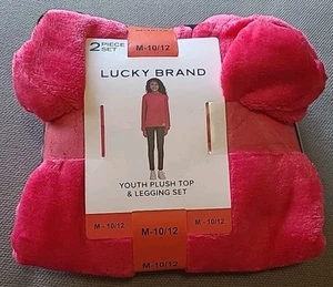 Girls Size M (10/12) Lucky Brand 2-Piece Plush Top & Legging Set Outfit Pink - Picture 1 of 3