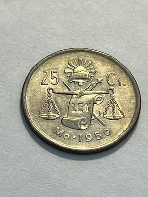 México 1950 25 centavos/billón/XF+ #16672-2 Foto 1 de 2