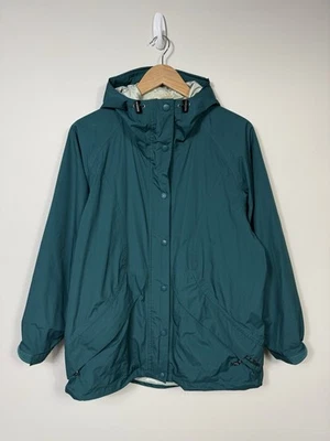 Винтажный LL Bean женщин средний дождевик ветровка с капюшоном бирюзовый безбилетный нейлона - Изображение 1 из 4
