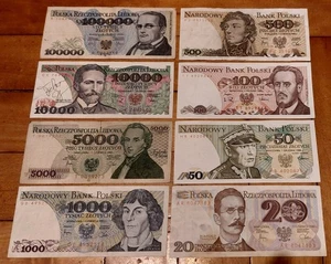 1982-1993 Polen 8 Scheine Lot 100.000 - 20 Zlotych Polnische Banknote Währung Geld - Bild 1 von 2