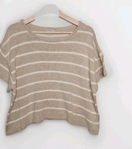 Ganda Mujer Talla Grande Beige Punto Manga Corta Crop Top - Imagen 1 de 12