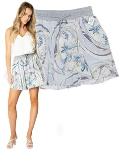 REISS Minirock weiß/blau/grau YASMIN SWIRL BEDRUCKT A-Linie Flirty neuwertig! 4 - Bild 1 von 6
