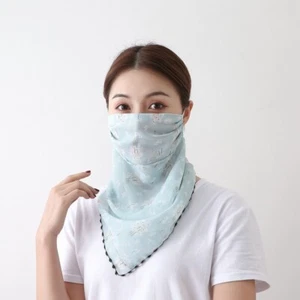 LADIES FACE MOUTH COVER MASK FLORAL CHIFFON SCARF BREATHABLE PROTECTIVE BANDANA - Picture 1 of 8