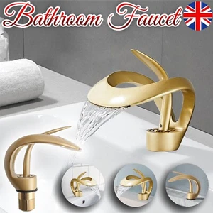 Modern Bathroom Sink Tap Single Lever Mono Wash Basin Vanity Mixer Taps Gold NEW - Picture 1 of 8