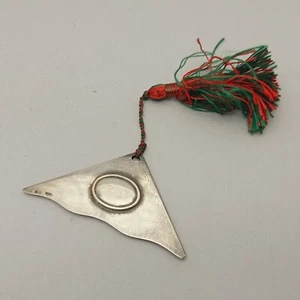 Antique Corner Mark Bookmark Solid Silver 800 with Tassel Rare - Picture 1 of 5