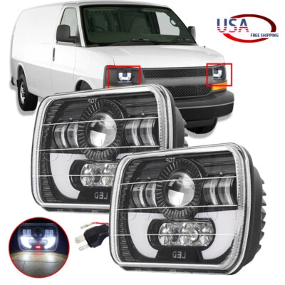 Faros LED 7x6" haz alto/bajo rojo DRL para GMC Savana 1500 2500 3500 Safari Van Foto 1 de 4