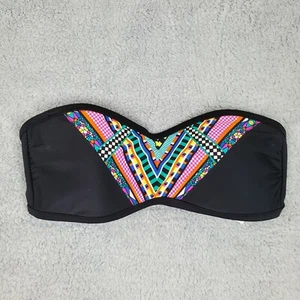 Jessica Simpson Women's Strapless Crochet Swim Top Sz Small Black Light Padding - Picture 1 of 12