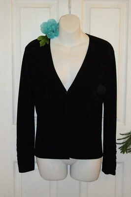 VENINI Sz S One Button Black Knit Cardigan Cut Out Sleeves - Image 1 of 4