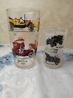 Hazel Atlas Antique Car & Frosted Black Clear Classic Car Drink Glasses Shakers