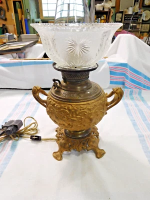 Старинный GWTW сахарница лампа B & H наполнитель крышка керосина преобразован в электрический #2585 - Изображение 1 из 4