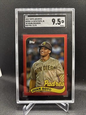 2023 Topps archives Juan Soto Fernando Tatís 89 doubleheader red foil 21/25 9.5 - Image 1 of 4