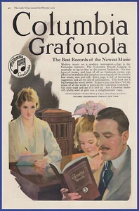 Vintage 1919 COLUMBIA GRAFONOLA Phonograph Ephemera Art Décor Print Ad - Picture 1 of 1