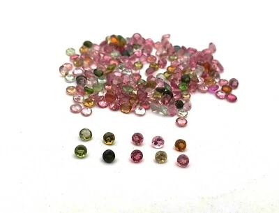 Natural Multi Tourmaline Round Cut Loose Gemstone Lot 100 Pcs 2 MM  - Image 1 of 4