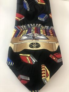 Vintage  Fratello Tie Handmade Necktie Tie Books Library Teacher Desk Education