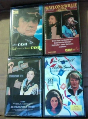 4 CASSETTE SEALED Patsy Cline Greatest Johnny Cash Waylon Jennings Glen Campbell - Image 1 of 4