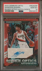 Shaedon Sharpe 2022 Panini Optic Rookie Optics Red Choice Auto PSA 10 #ROA-SSP - Picture 1 of 2