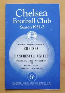 CHELSEA v MANCHESTER UNITED 1951/1952 *Excellent Condition Football Programme* - Picture 1 of 3