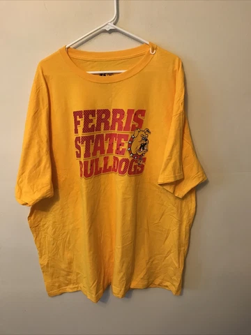Ferris State Bulldogs T Shirt Mens 3xl Crew Neck Short Sleeve Top yellow graphic Cover